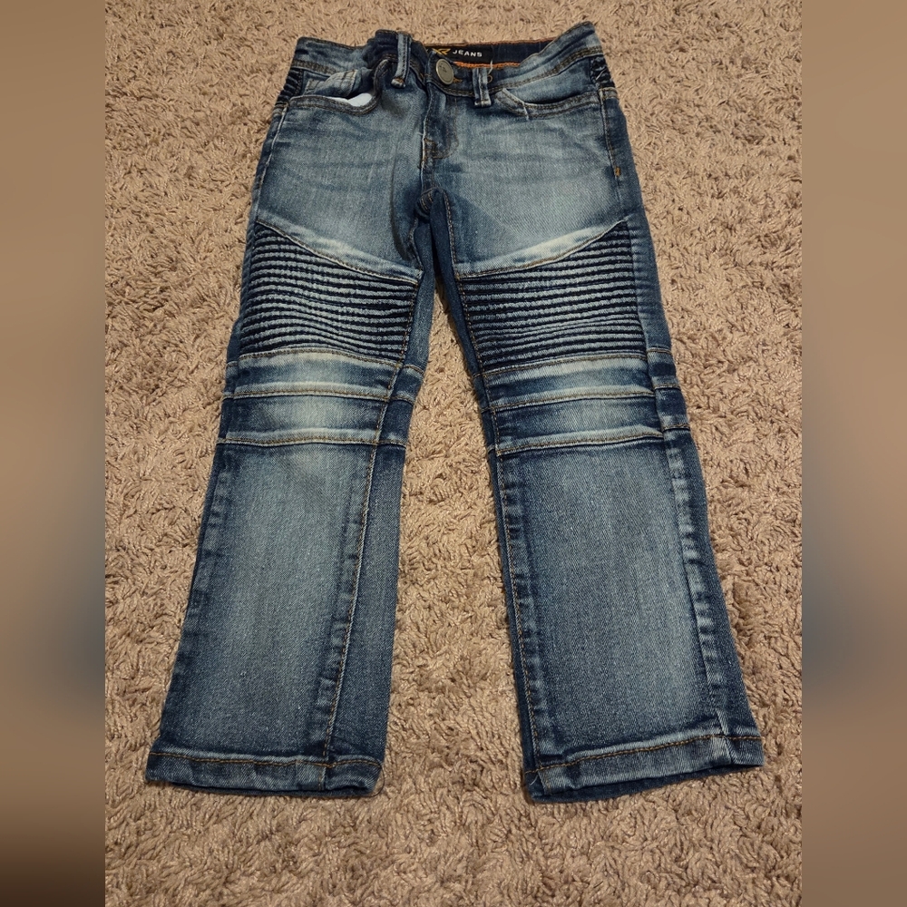 Blue Denim Jeans with Ribbed Detail